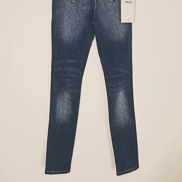 Rolla's Eastcoast High Rise Skinny Blue Jean Denim Distressed Original Blue 8 26 - Picture 4 of 16